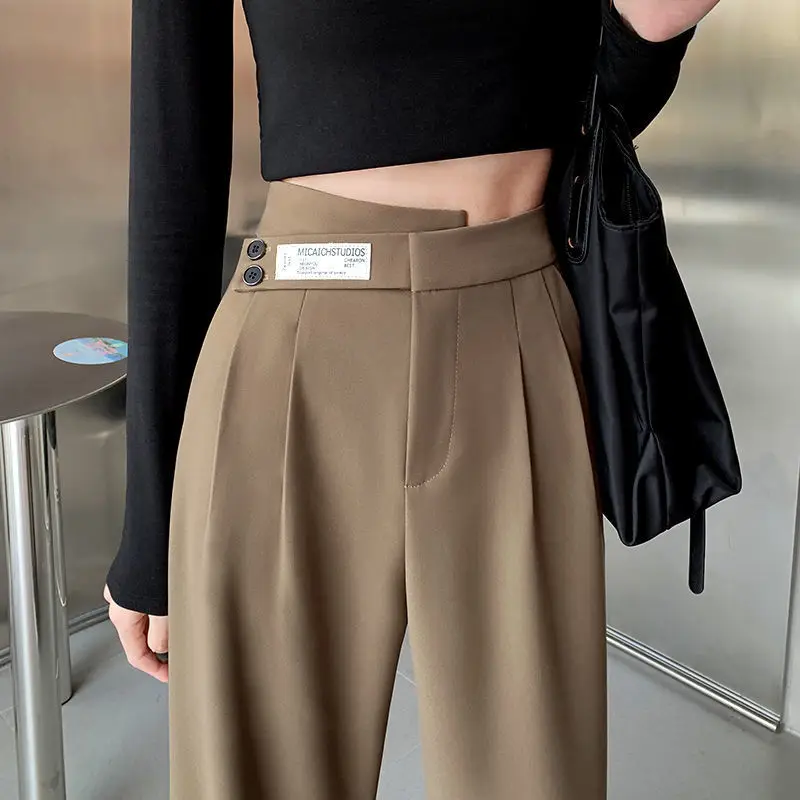 High Waist Drooping Wide Leg Pants Women's 2022 Spring Summer New Khaki Casual Loose Mopping Double Button Straight Suit Pants
High Waist Drooping Wide Leg Pants Women's 2022 Spring Summer New Khaki Casual Loose Mopping Double Button Straight Suit Pants