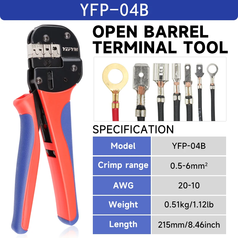 Обжимные щипцы YEFYM для проводов AWG 20-10
Обжимные щипцы YEFYM для проводов AWG 20-10
