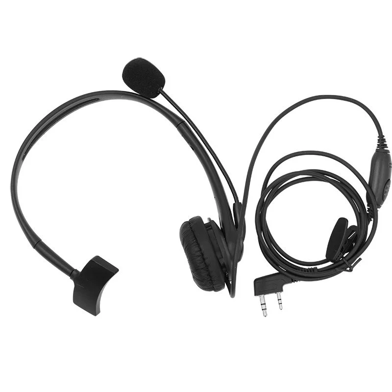 

1PCS Black 2 Pin PTT Mic Headset for Kenwood Radio QUANSHENG PUXING WOUXUN HYT TYT TH Baofeng UV5R Earpiece C9009A