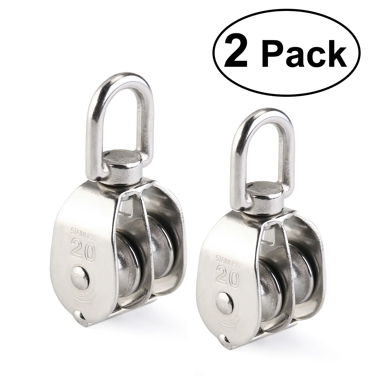 WINOMO Pair of 304 Stainless Steel Double Sheave Swiveling Head Crane Pulley Block
WINOMO Pair of 304 Stainless Steel Double Sheave Swiveling Head Crane Pulley Block