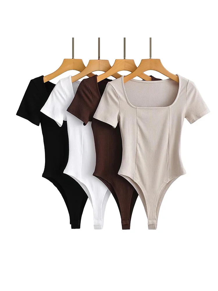 Women Sexy Square Collar Knitted Bodysuits 2022 Summer Short Sleeve 4 Colors Spliced Elastic Slim Bodysuit
Women Sexy Square Collar Knitted Bodysuits 2022 Summer Short Sleeve 4 Colors Spliced Elastic Slim Bodysuit