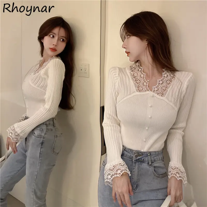 Lace Pullovers Women Basic Casual Knitwear Hot Sale Harajuku Tender Elegant Chic Inside Long Sleeve Student Sweet Sweaters Mujer
Lace Pullovers Women Basic Casual Knitwear Hot Sale Harajuku Tender Elegant Chic Inside Long Sleeve Student Sweet Sweaters Mujer