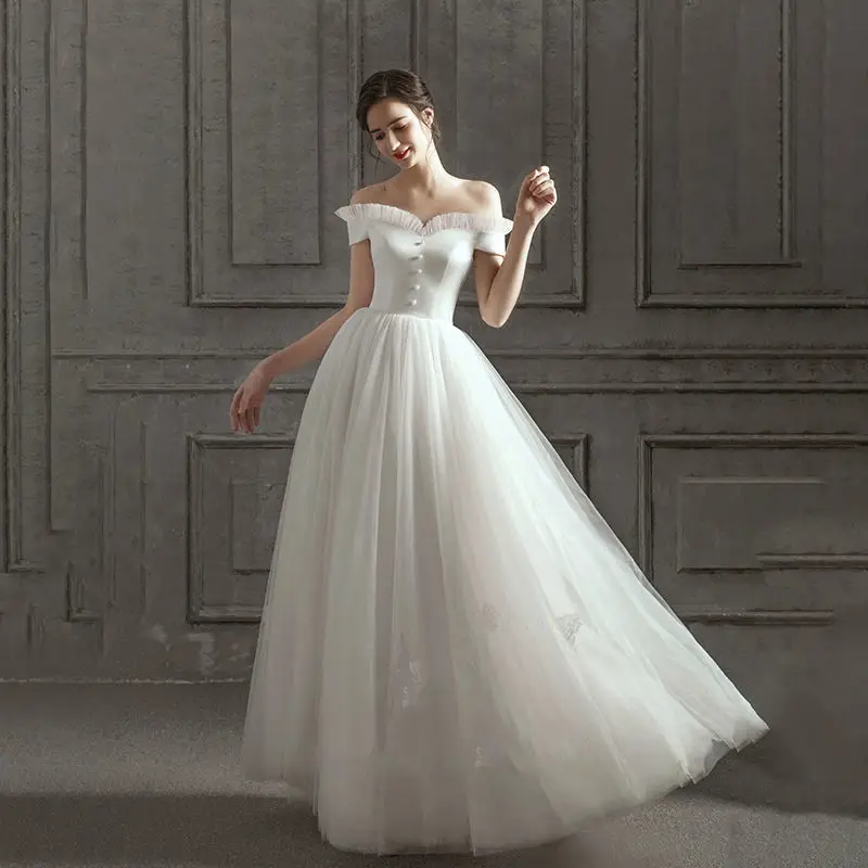 High Quality A Line Sexy Bare Shoulder Lady Marry Wedding Dress A Line Tulle Wedding Dresses Vestido De Novia Robe De Mariee
High Quality A Line Sexy Bare Shoulder Lady Marry Wedding Dress A Line Tulle Wedding Dresses Vestido De Novia Robe De Mariee