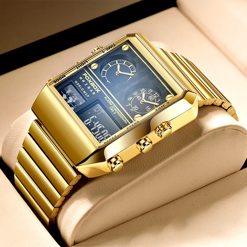 New Top Brand Luxury Fashion Men Watches Gold Steel Sport Square Digital Analog Big Quartz Clock Watch for Man 2022 reloj hombre
New Top Brand Luxury Fashion Men Watches Gold Steel Sport Square Digital Analog Big Quartz Clock Watch for Man 2022 reloj hombre