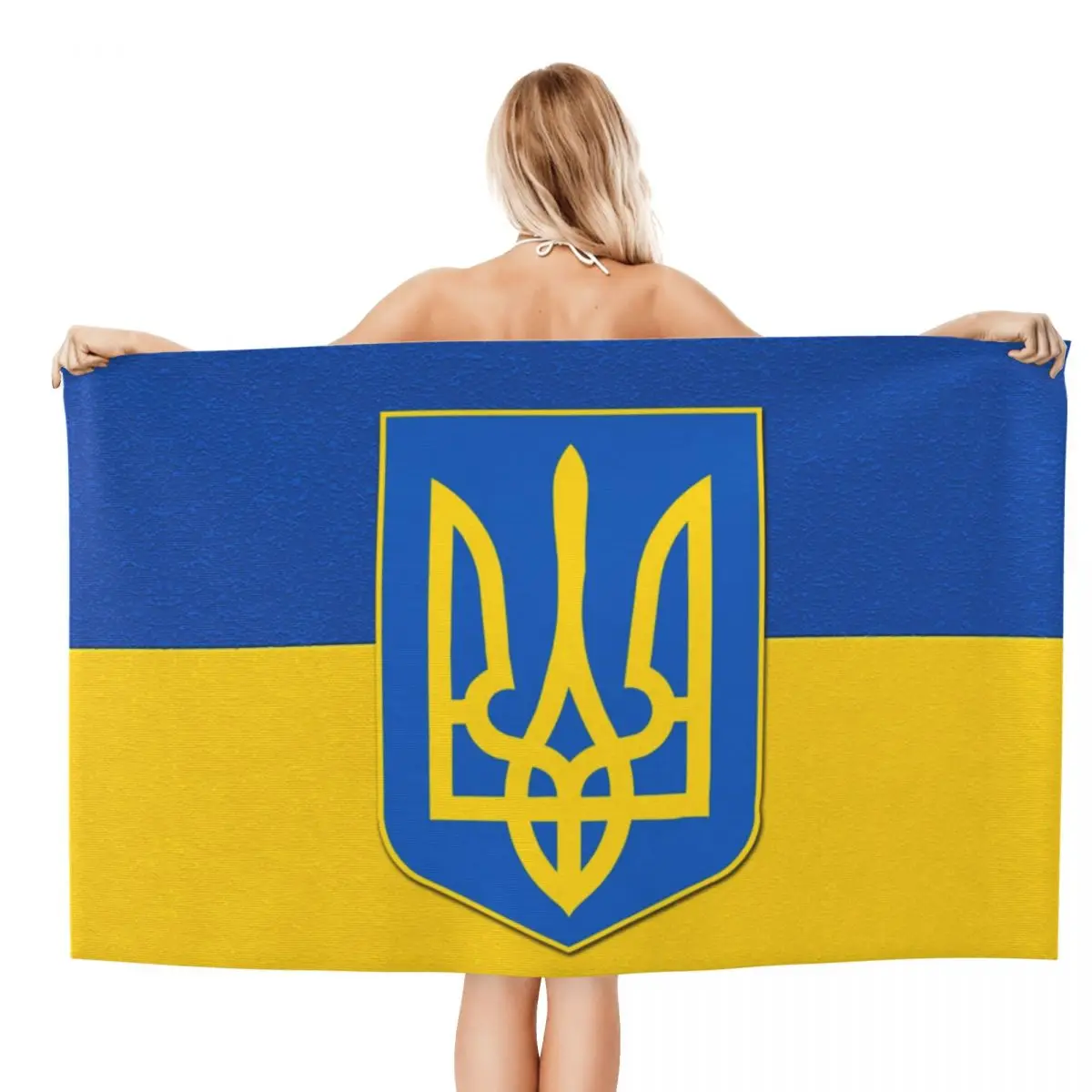 

Пляжное полотенце с флагом Украины и гербом Украины, быстросохнущие украинские патриотические Супермягкие банные полотенца из микрофибры для сауны