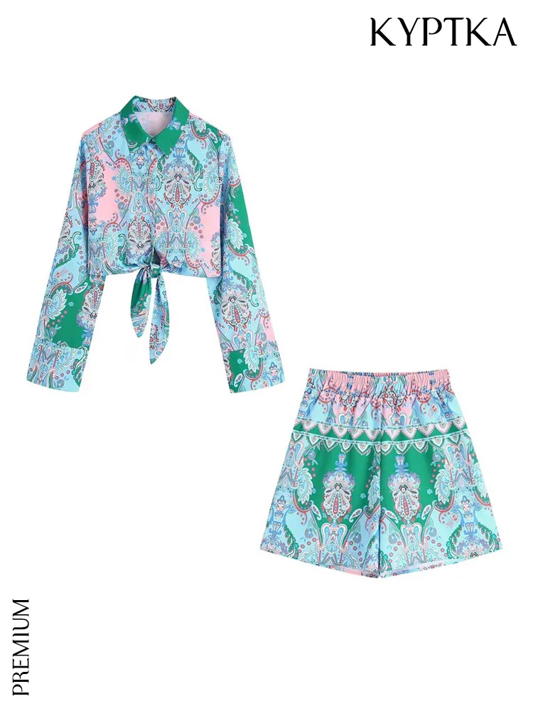 KYPTKA Women Fashion With Bow Tied Totem Printed Cropped Blouses And High Elastic Waist Shorts Female Two Piece Sets Mujer
KYPTKA Women Fashion With Bow Tied Totem Printed Cropped Blouses And High Elastic Waist Shorts Female Two Piece Sets Mujer
