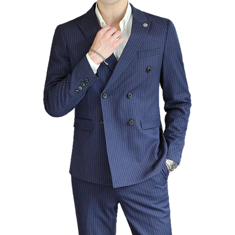 New (Blazer + Trousers) Men's Suit Fashion Slim Double Breasted Business Italian Style Chair Dress Formal Wedding 2 Piece Set
New (Blazer + Trousers) Men's Suit Fashion Slim Double Breasted Business Italian Style Chair Dress Formal Wedding 2 Piece Set