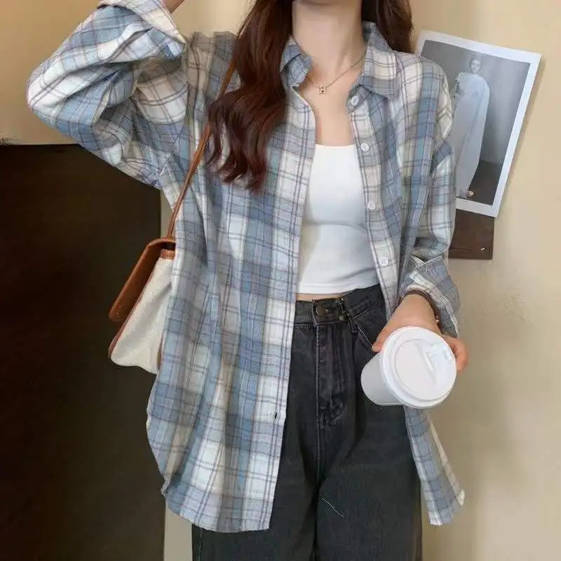 Long Sleeve Fashion Blouse Shirt Autumn Winter Plaid Student Loose Sun Protection Clothes Cute Woman Korean Style Top Women 2023
Long Sleeve Fashion Blouse Shirt Autumn Winter Plaid Student Loose Sun Protection Clothes Cute Woman Korean Style Top Women 2023
