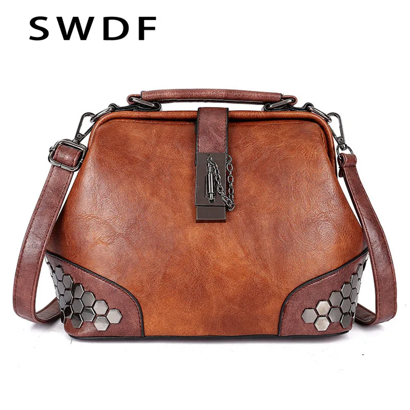New Fashion Women Handbags New Women Lock Chain Rivets Vintage Pu Leather Crossbody Shoulder Bag Ladies Doctor Bags Female Totes
New Fashion Women Handbags New Women Lock Chain Rivets Vintage Pu Leather Crossbody Shoulder Bag Ladies Doctor Bags Female Totes