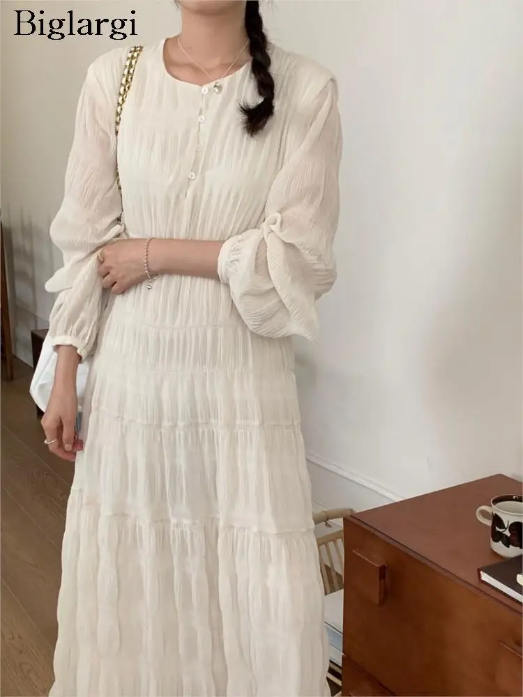 Autumn Long Dress Women Chiffon Long Sleeve Pleated Ruffle Ladies Dresses Korea Style Fashion Loose Casual Woman Dress 2023
Autumn Long Dress Women Chiffon Long Sleeve Pleated Ruffle Ladies Dresses Korea Style Fashion Loose Casual Woman Dress 2023