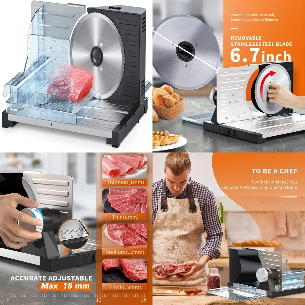 DUTRIEUX Meat Slicer, 120W Electric Deli Food Slicer 0-18mm Adjustable Slice Thickness Collapsible Slicer Machine with 6.7"
DUTRIEUX Meat Slicer, 120W Electric Deli Food Slicer 0-18mm Adjustable Slice Thickness Collapsible Slicer Machine with 6.7"