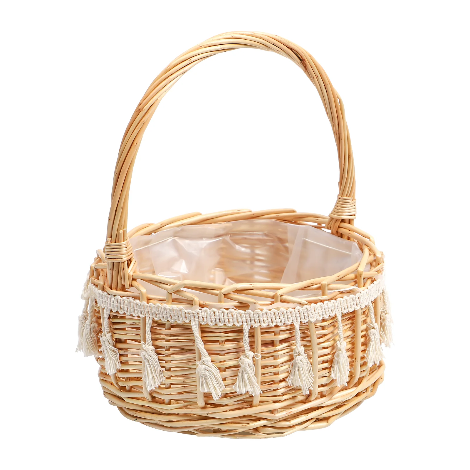 

Basket Flower Girl Baskets Handle Rattan Wicker Woven Easter Decorative Handheld Bride Weddings Gift Empty Handles Women