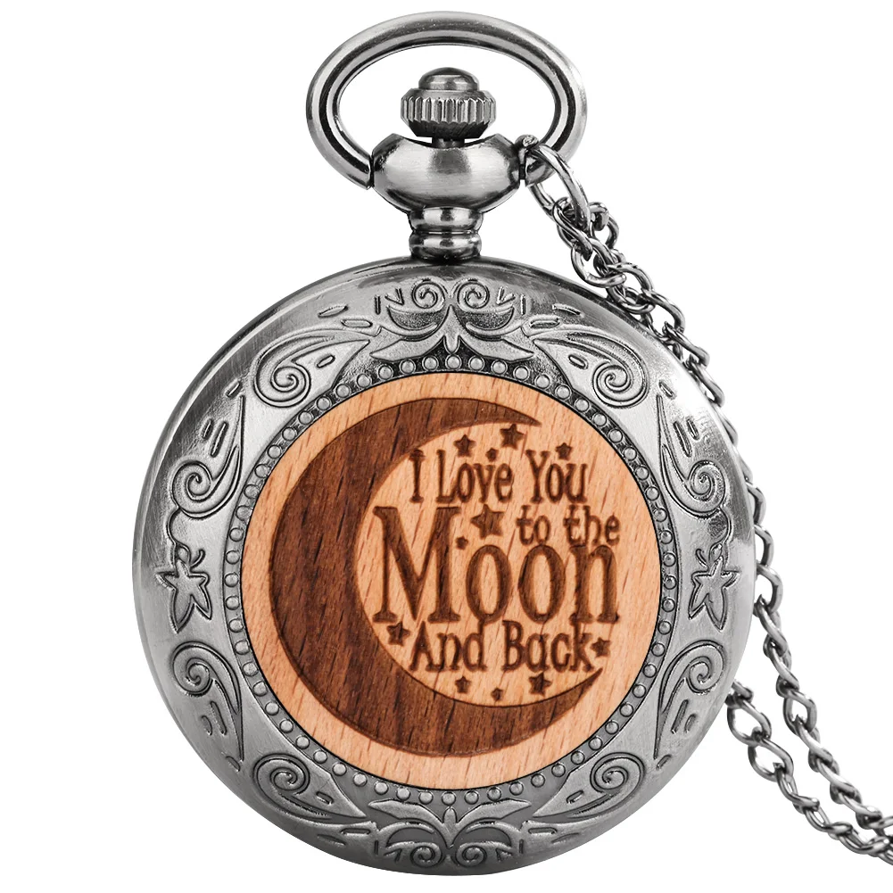 Креативные Часы с гравировкой I Love You to the Moon And Back деревянное декоративное серое