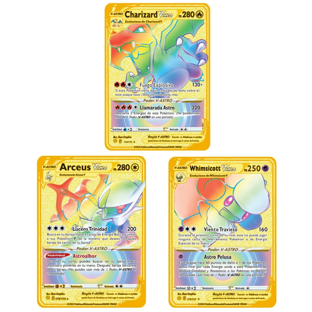 Spanish Pokemon Cards Mewtwo Pikachu GX Gold Metal Cards Charizard Vmax Hard Iron Spanish Metal Pokemon Cards Game Collection
Spanish Pokemon Cards Mewtwo Pikachu GX Gold Metal Cards Charizard Vmax Hard Iron Spanish Metal Pokemon Cards Game Collection