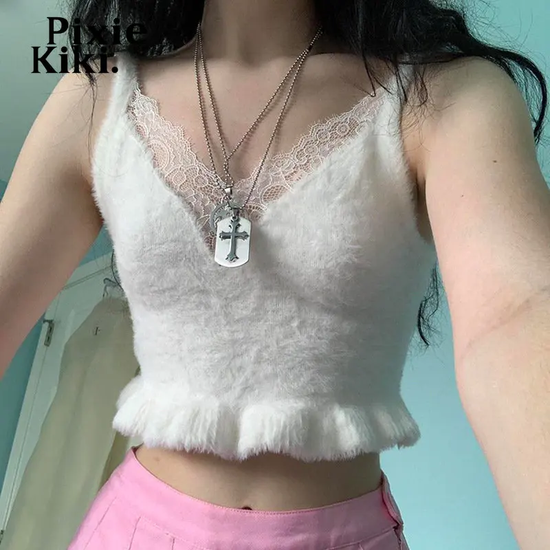PixieKiki Y2k Волшебные кроп-топы для женщин одежда белая вязаная кружевная отделка с V-образным вырезом Майки милый сексуальный свитер жилет
PixieKiki Y2k Волшебные кроп-топы для женщин одежда белая вязаная кружевная отделка с V-образным вырезом Майки милый сексуальный свитер жилет