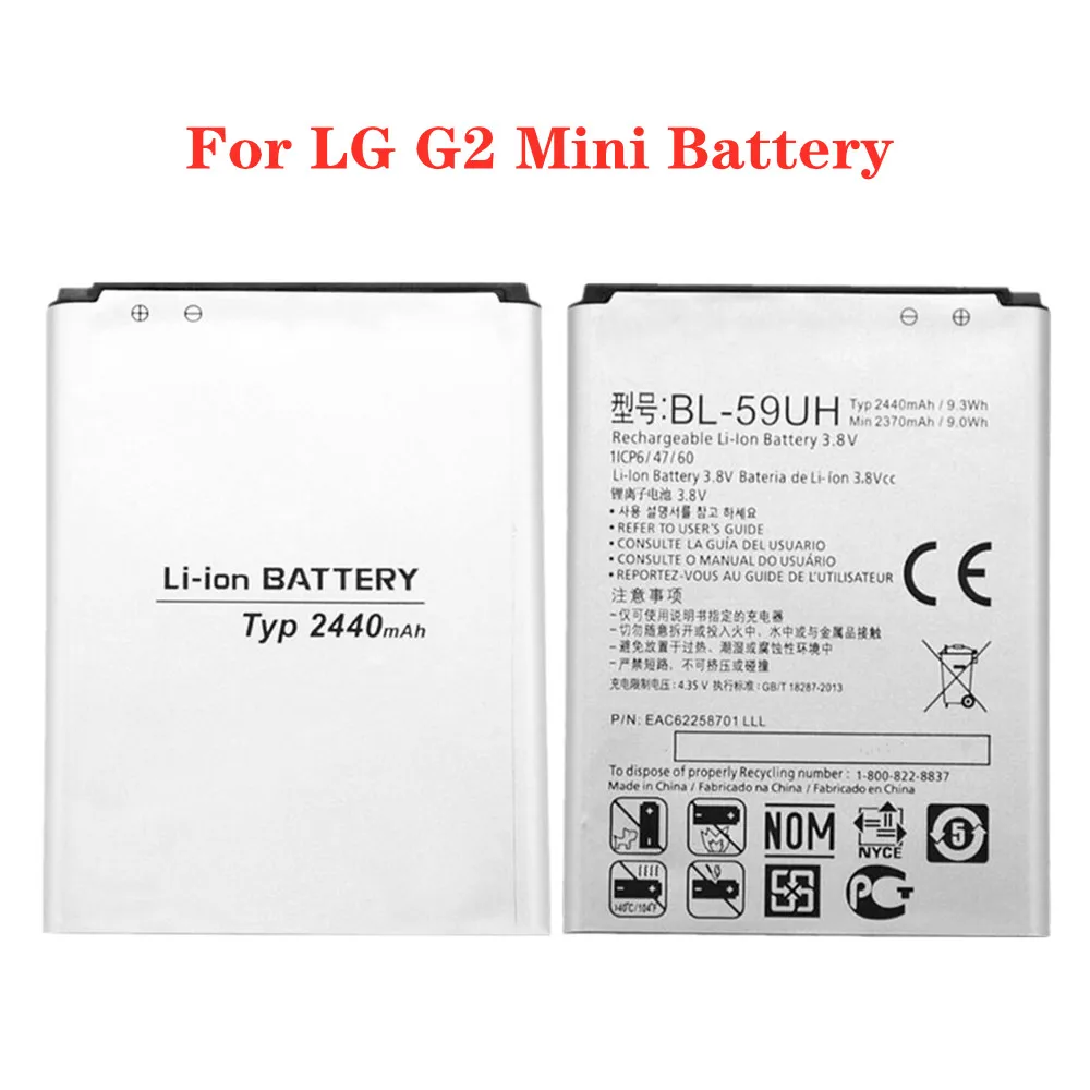 New 2440mAh BL59UH BL-59UH Replacement Battery For LG G2 mini D618 D620 D620R D620K D410 D315 F70 BL 59UH Phone Battery
New 2440mAh BL59UH BL-59UH Replacement Battery For LG G2 mini D618 D620 D620R D620K D410 D315 F70 BL 59UH Phone Battery