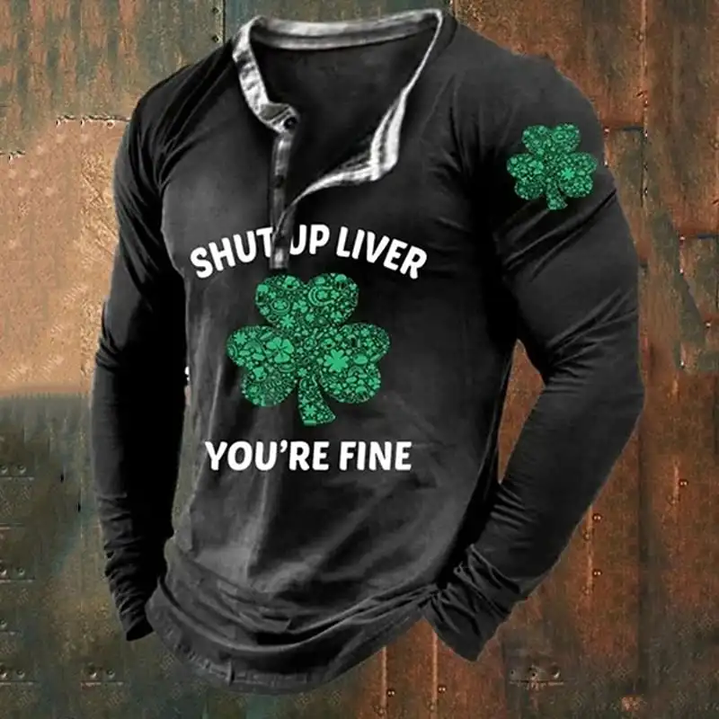 Men's Henley Shirt Graphic Clover Henley Clothing Apparel 3D Print Daily St.Patrick's Day Long Sleeve Button-Down Print Fashion
Men's Henley Shirt Graphic Clover Henley Clothing Apparel 3D Print Daily St.Patrick's Day Long Sleeve Button-Down Print Fashion