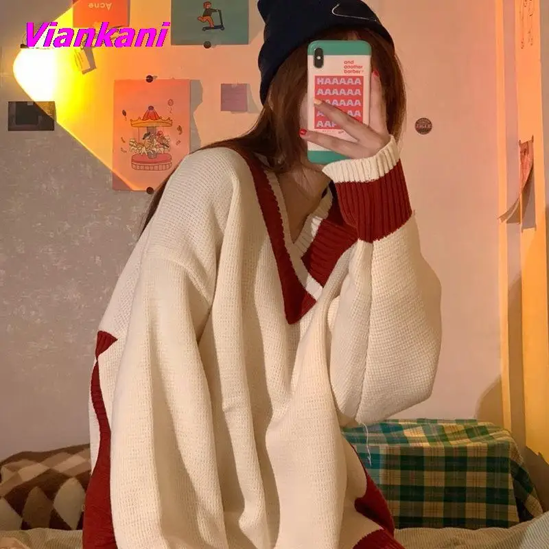 Женские свитера, осень 2022, стиль пэчворк, Женский трикотажный свитер в Корейском стиле, универсальный, Повседневный, для студентов
Женские свитера, осень 2022, стиль пэчворк, Женский трикотажный свитер в Корейском стиле, универсальный, Повседневный, для студентов