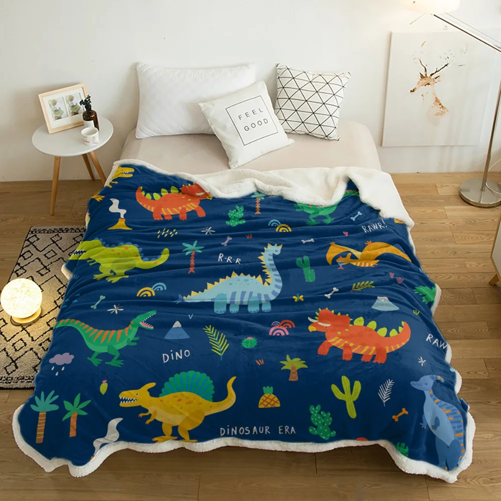 Colorful Cartoon Dinosaur Blue Plush Throw Blanket Sherpa Fleece Bedspread Blankets Sofa Cover Bedding Picnic Wool Soft Blanket
Colorful Cartoon Dinosaur Blue Plush Throw Blanket Sherpa Fleece Bedspread Blankets Sofa Cover Bedding Picnic Wool Soft Blanket
