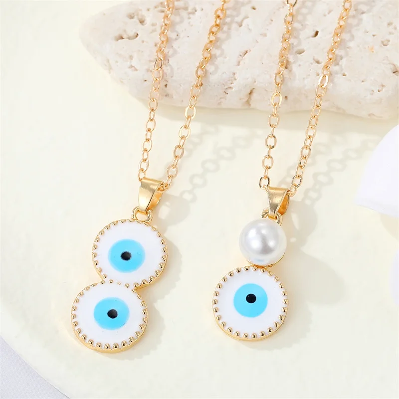 New Imitation Pearl Enamel Round Evil Eye Necklace For Women Jewelry Turkey Blue Eye Clavicle Chain Party Wedding
New Imitation Pearl Enamel Round Evil Eye Necklace For Women Jewelry Turkey Blue Eye Clavicle Chain Party Wedding