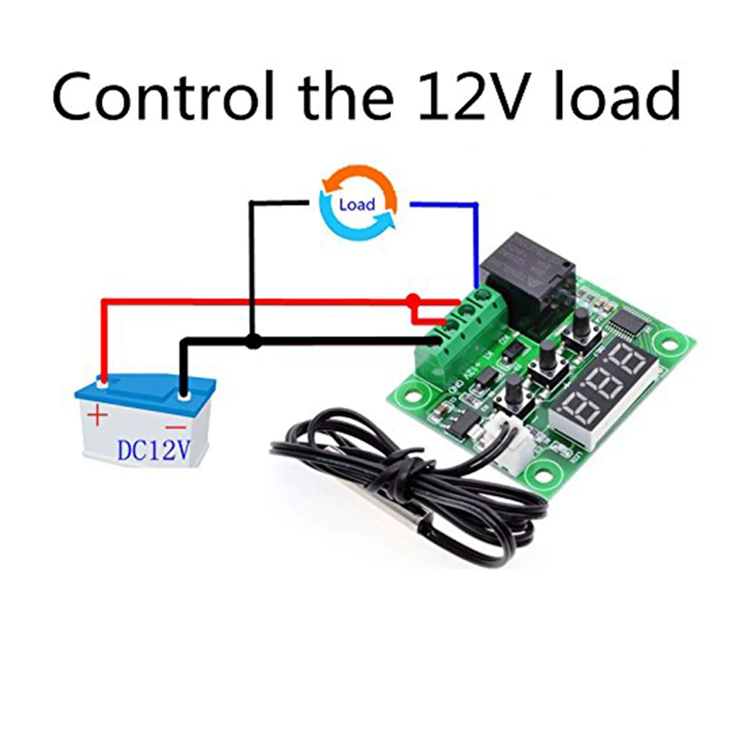 W1209 DC 12V Thermostat Temperature Control Switch Thermometer Controller with Digital LED Display with Case
W1209 DC 12V Thermostat Temperature Control Switch Thermometer Controller with Digital LED Display with Case