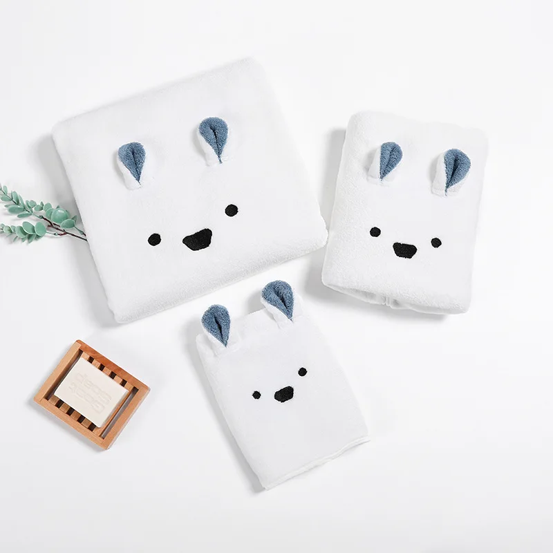 Polyester BrocadeCoral Velvet Cute Rabbit Towel Bath Towel Square Towel Three Piece Set Water Absorption Quick Drying Towel Bat
Polyester BrocadeCoral Velvet Cute Rabbit Towel Bath Towel Square Towel Three Piece Set Water Absorption Quick Drying Towel Bat