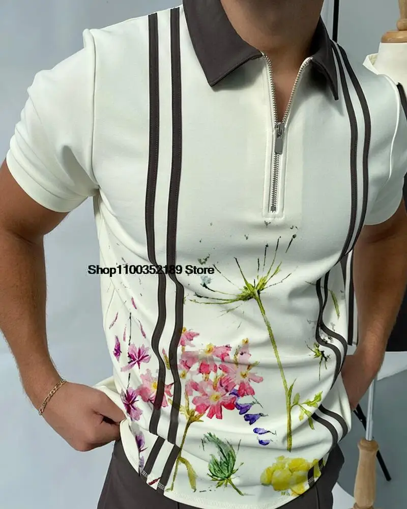 Printed Turn-down Collar Zipper Design Polo Shirt Summer Casual Sports Short Sleeve Vocation Fashion Patchwork Men Clothing
Printed Turn-down Collar Zipper Design Polo Shirt Summer Casual Sports Short Sleeve Vocation Fashion Patchwork Men Clothing