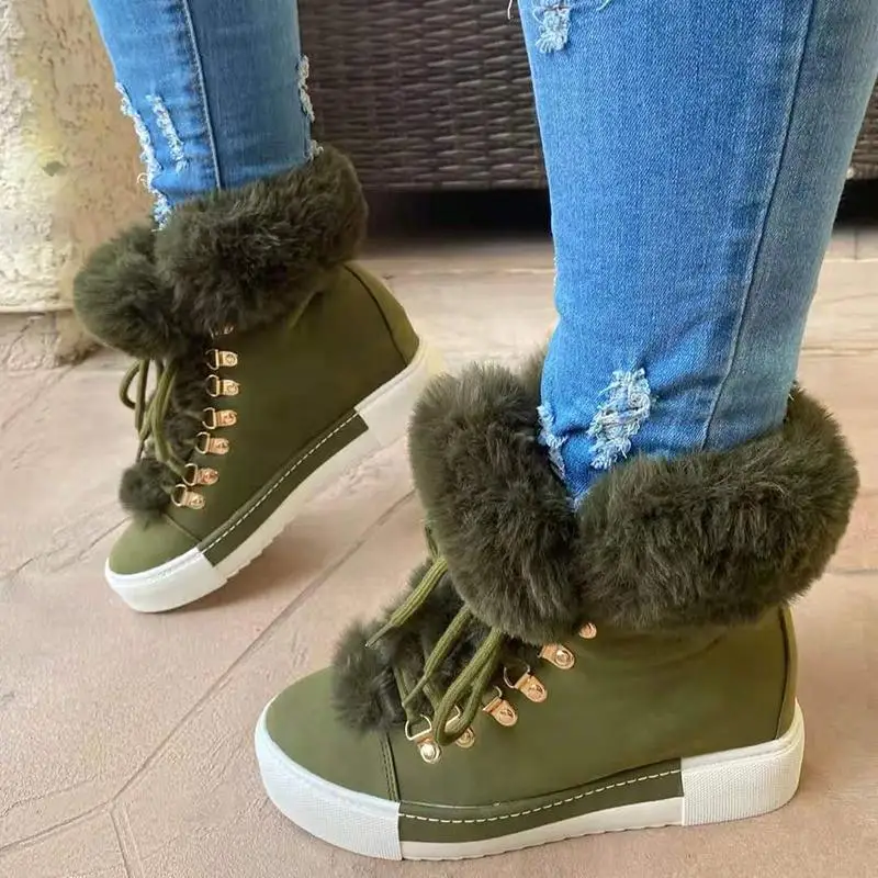 Lace-up Boots Cute Thick Sole Heighten Non Slip Snow Shoes Fall Winter Keep Warm Plush Lined Furry Ankle Boots Outdoor Walking F
Lace-up Boots Cute Thick Sole Heighten Non Slip Snow Shoes Fall Winter Keep Warm Plush Lined Furry Ankle Boots Outdoor Walking F