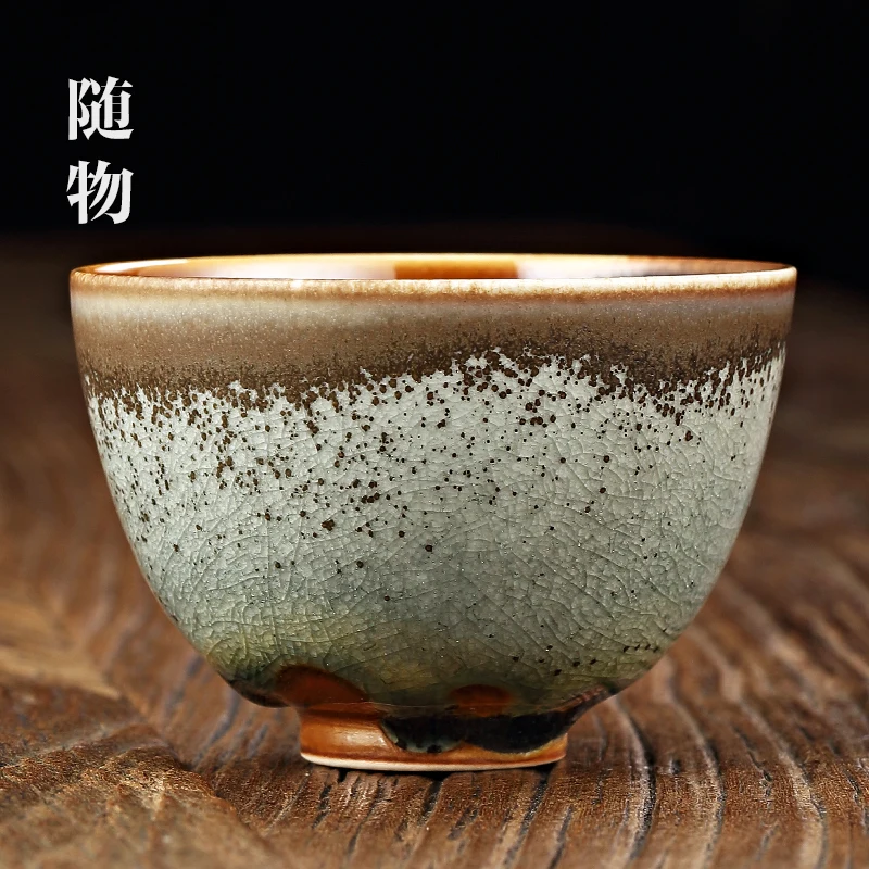 

Japanese-Style Firewood Tea Cup Porcelain Master Cup Men's Single Cup Ice Crack Jingdezhen Kung Fu Tea Cup Personal Tea Set