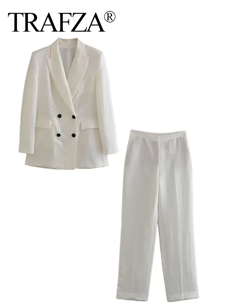 TRAFZA Fashion Office Vintage Lady White Blazer Suits Women Long Sleeve V Neck Blazer+High Waist Wide Leg Long Pants Sets
TRAFZA Fashion Office Vintage Lady White Blazer Suits Women Long Sleeve V Neck Blazer+High Waist Wide Leg Long Pants Sets