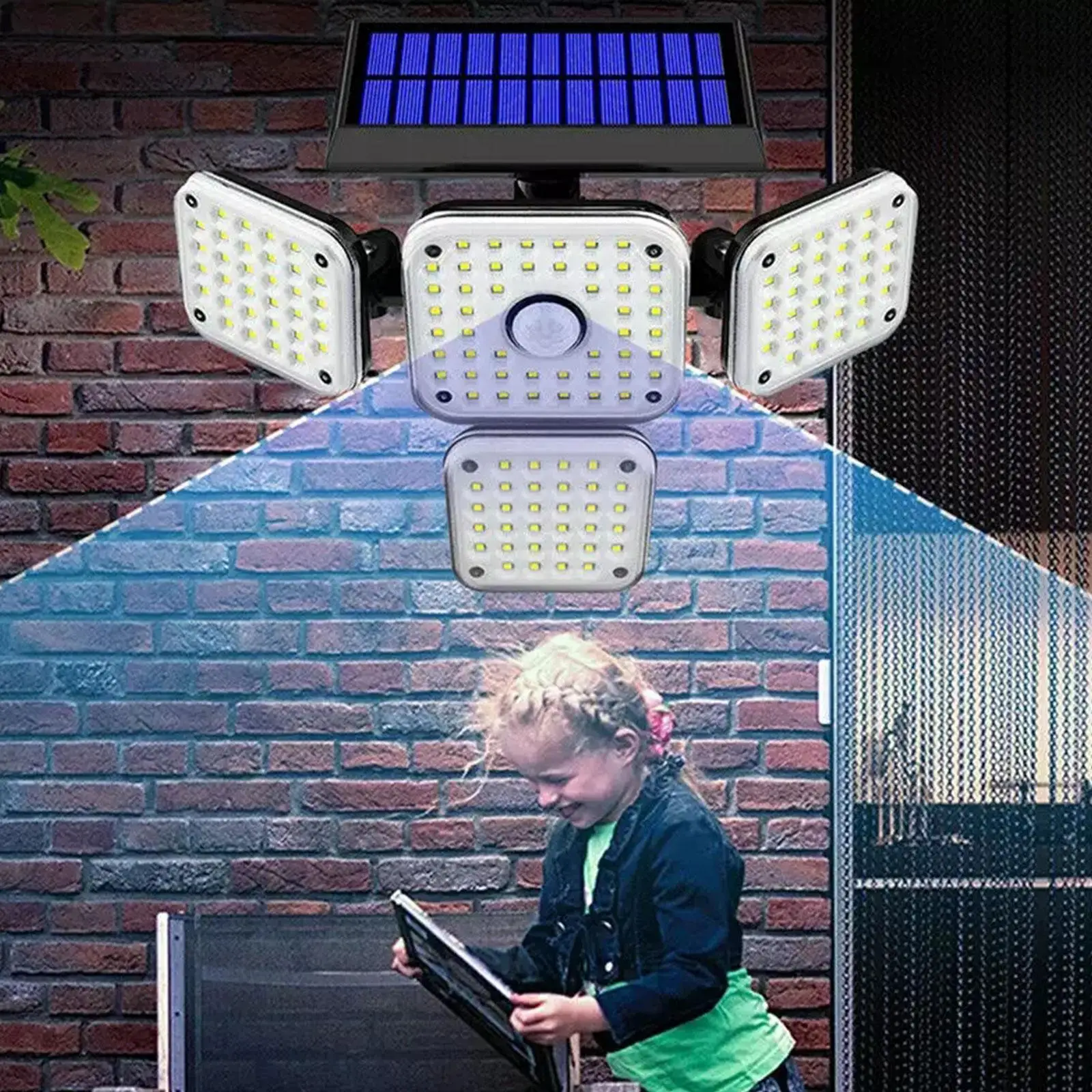 4 Head Solar Light IP65 Waterproof Outdoor Motion Sensor Wall Light Wide Angle LED Security Flood Light for Front Door Yard S3J5
4 Head Solar Light IP65 Waterproof Outdoor Motion Sensor Wall Light Wide Angle LED Security Flood Light for Front Door Yard S3J5