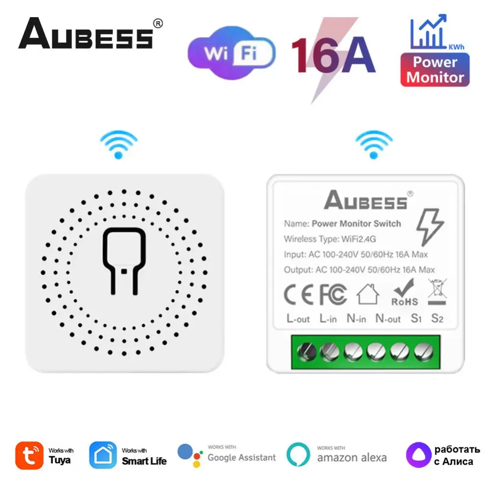 16A Mini Smart Switch Power Monitoring Support 2-way Control Tuya Smart Life Wifi Smart Home With Alexa Google Home Yandex Alice
16A Mini Smart Switch Power Monitoring Support 2-way Control Tuya Smart Life Wifi Smart Home With Alexa Google Home Yandex Alice