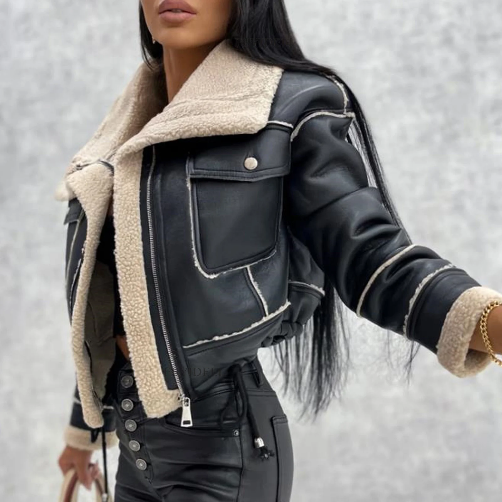 Dinboa Women Autumn Winter Outdoor Leather Jackets Coats Female Motorcycle Ladies Pu Leather Biker Jacket for Women
Dinboa Women Autumn Winter Outdoor Leather Jackets Coats Female Motorcycle Ladies Pu Leather Biker Jacket for Women
