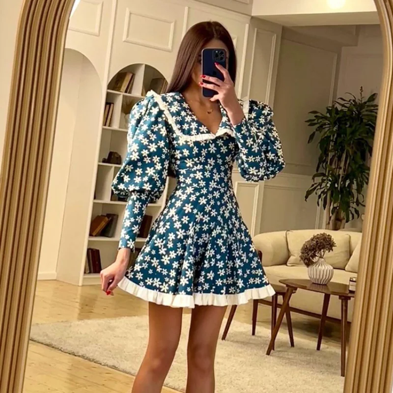 Women Summer Court Style Floral Print Corset Dress Elegant Fashion Long Lantern Sleeve Turn Down Collar Pleated Party Dress
Women Summer Court Style Floral Print Corset Dress Elegant Fashion Long Lantern Sleeve Turn Down Collar Pleated Party Dress