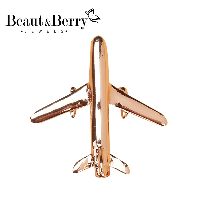 

Beaut&Berry Alloy Airplane Brooch Pins Enamel golden Plane Luxury Brand Brooches For Women Men Costumes Aircraft Brooch