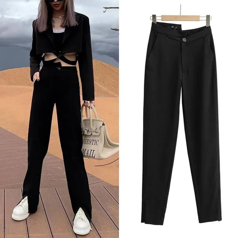 Irregular Design Straight Harem Pants Solid Colors High Waist Loose Blazer Suit Pants Women Black Cool Fashion Tailored Trousers
Irregular Design Straight Harem Pants Solid Colors High Waist Loose Blazer Suit Pants Women Black Cool Fashion Tailored Trousers