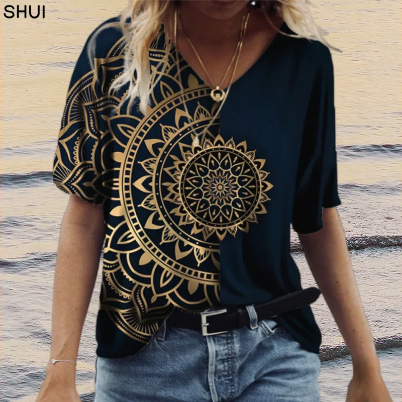 Boho Summer T Shirt Vintage Fashion V Neck Pullover Short Sleeve 3D Print Loose Everyday Top Women Floral Spring Ladies Oversize
Boho Summer T Shirt Vintage Fashion V Neck Pullover Short Sleeve 3D Print Loose Everyday Top Women Floral Spring Ladies Oversize