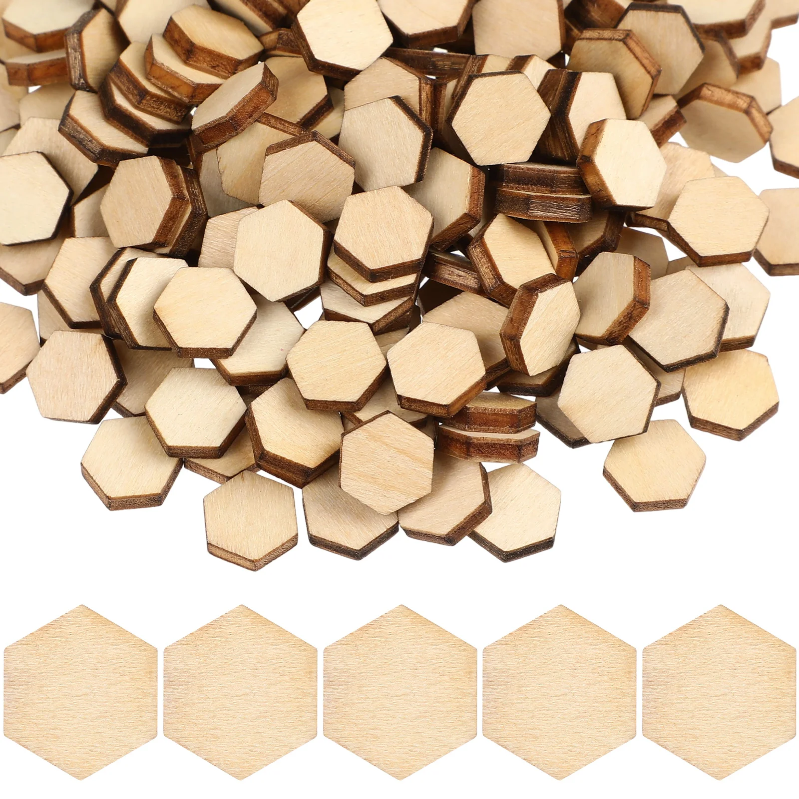 200 Unfinished Slices Natural Unpainted Hexagon Pieces for DIY Crafts Games Early Education Decoration
200 Unfinished Slices Natural Unpainted Hexagon Pieces for DIY Crafts Games Early Education Decoration