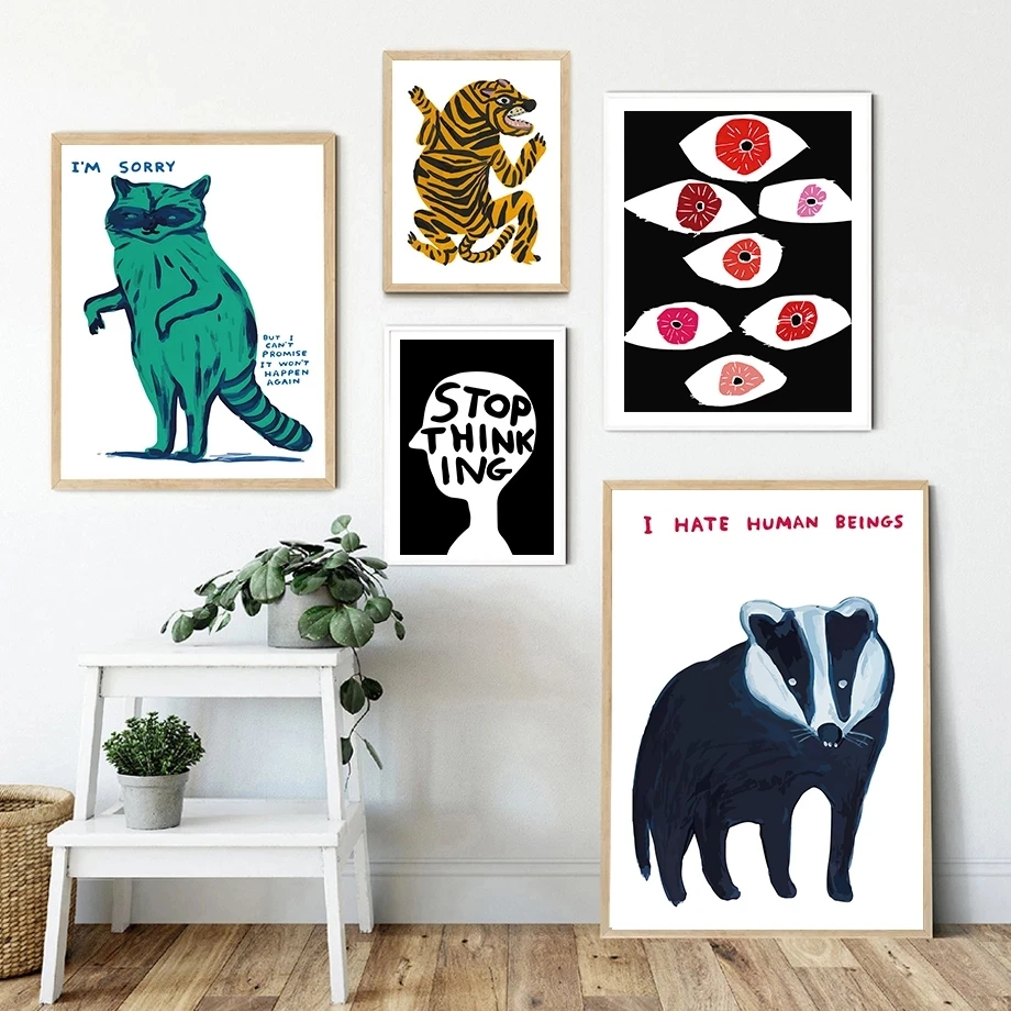David Shrigley Flamingo Penguin Wolf Tiger Wall Art Canvas Painting Nordic Posters And Prints Wall Picture For Living Room Decor
David Shrigley Flamingo Penguin Wolf Tiger Wall Art Canvas Painting Nordic Posters And Prints Wall Picture For Living Room Decor