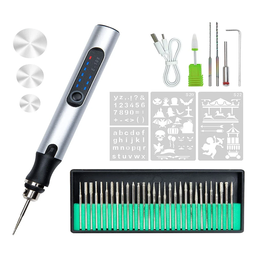 Electric Engraving Pen with 36 Bits, USB Rechargeable Cordless Engraving Machine, Engraver for Jewelry Wood Glass
Electric Engraving Pen with 36 Bits, USB Rechargeable Cordless Engraving Machine, Engraver for Jewelry Wood Glass