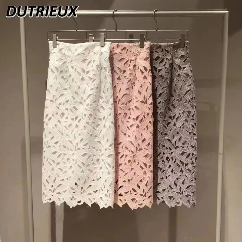 Spring and Summer New Pure Color Elegant Skirt Exquisite Hollow-out Lace High Waist Skirt Japanese Style Midi Skirt for Women
Spring and Summer New Pure Color Elegant Skirt Exquisite Hollow-out Lace High Waist Skirt Japanese Style Midi Skirt for Women