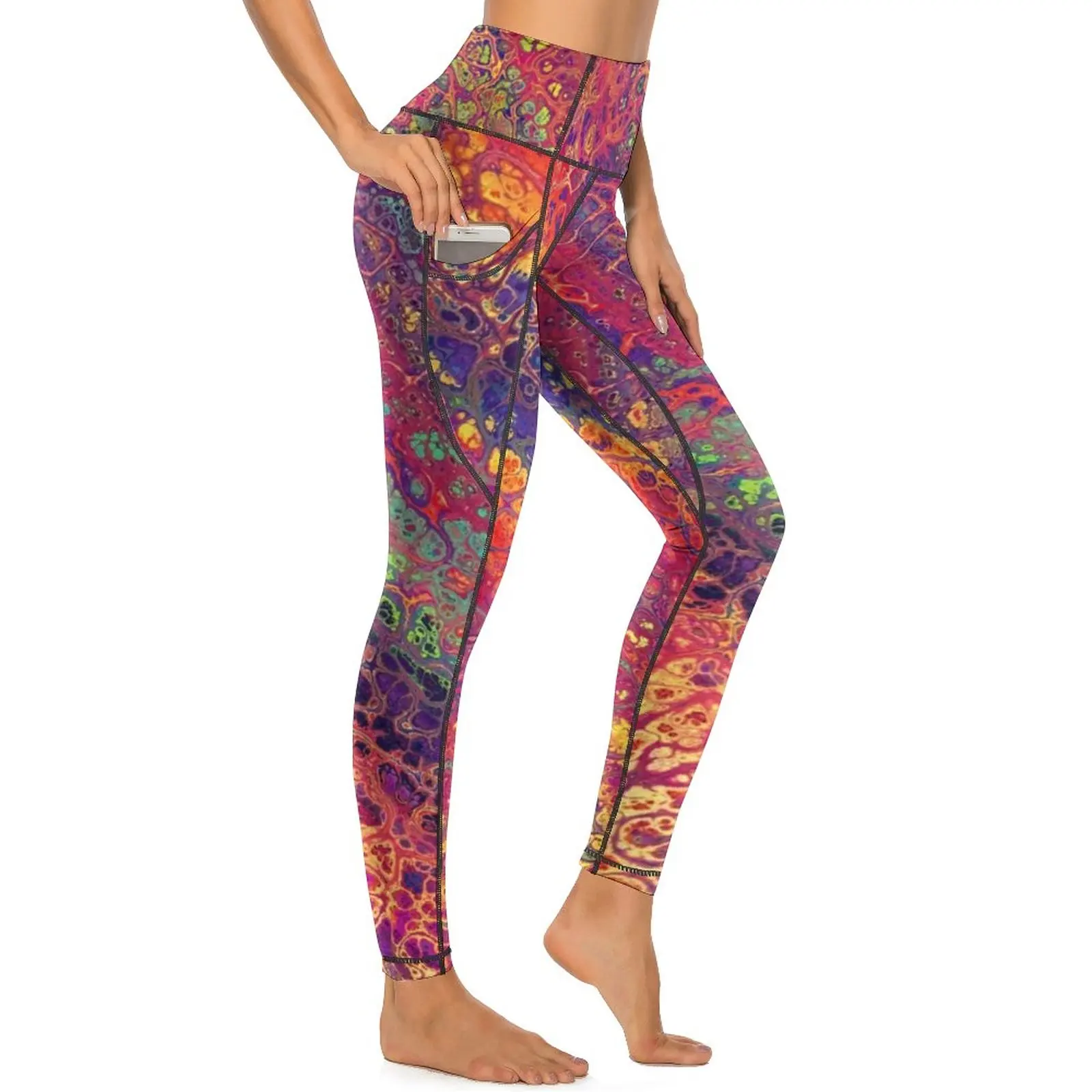 

Marble Paint Splatter Yoga Pants Sexy Trippy Rainbow Print Custom Leggings High Waist Leggins Women Casual Stretchy Sports Tight