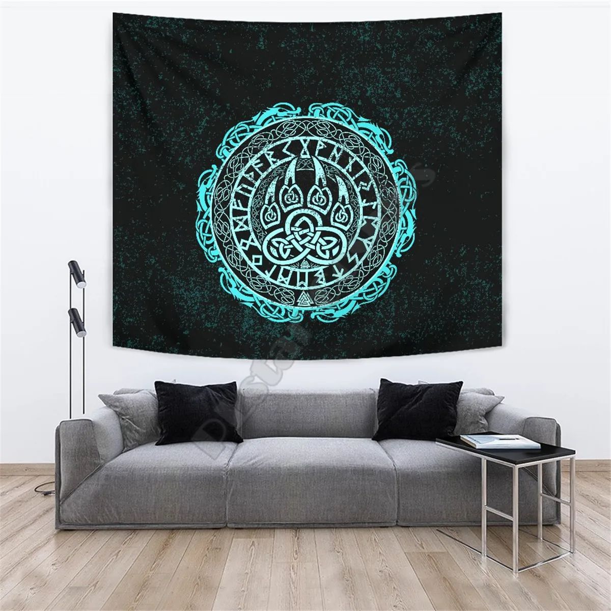 

Viking Style Tapestry Viking Bear Claws Cyan Tattoo 3D Printed Wall Tapestry Rectangular Home Decor Wall Hanging Home Decoration