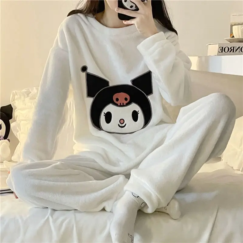 Sanrio Hellokitty Mymelody Kuromi Purin Coral Velvet Pajamas Women's Autumn and Winter Sweet Thickened Cute Home Clothes Suit
Sanrio Hellokitty Mymelody Kuromi Purin Coral Velvet Pajamas Women's Autumn and Winter Sweet Thickened Cute Home Clothes Suit
