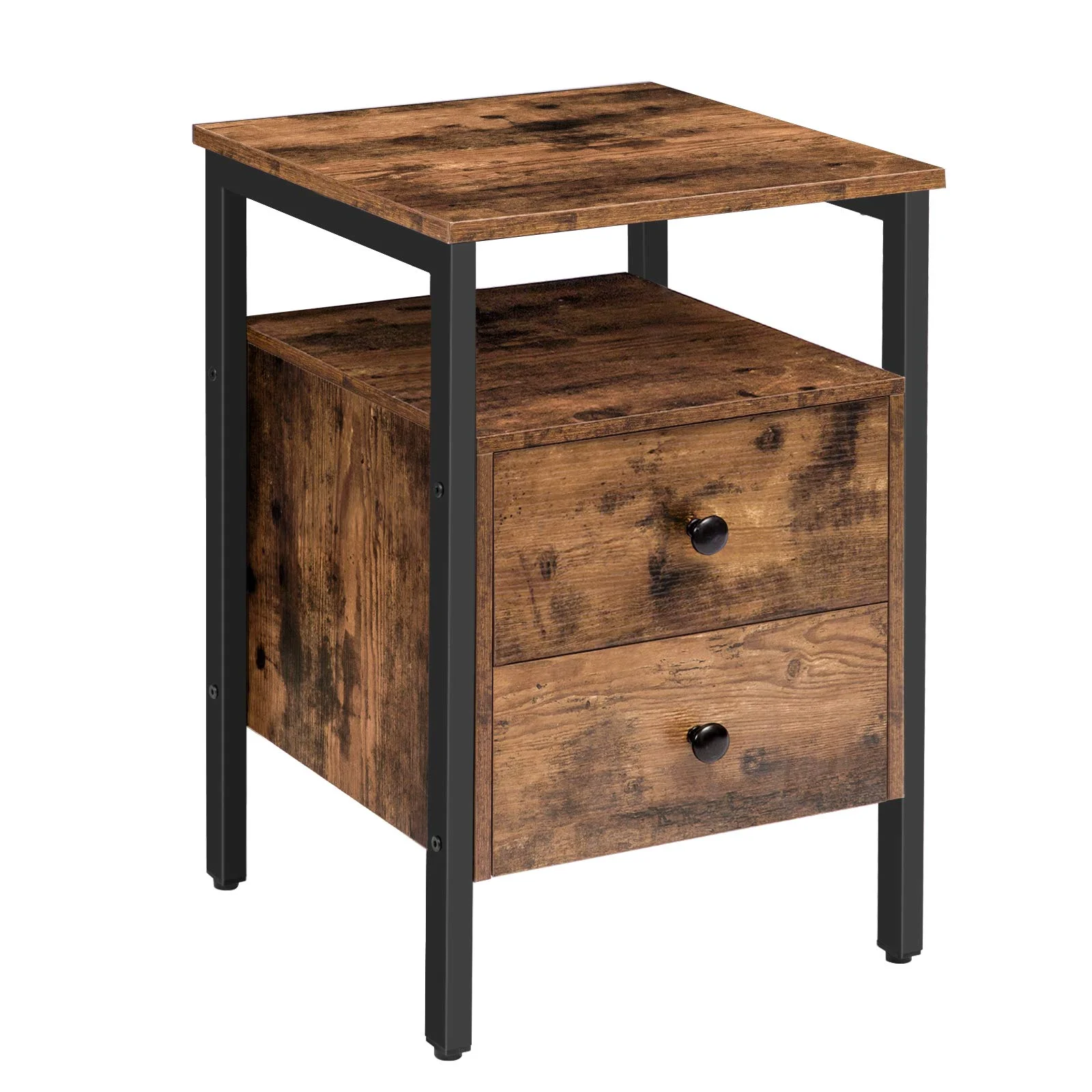 HOOBRO Bedside Table with 2 Drawers Side End Table Rustic Nightstands with Metal Frame Wood Grain Rustic Brown For Bedroom
HOOBRO Bedside Table with 2 Drawers Side End Table Rustic Nightstands with Metal Frame Wood Grain Rustic Brown For Bedroom