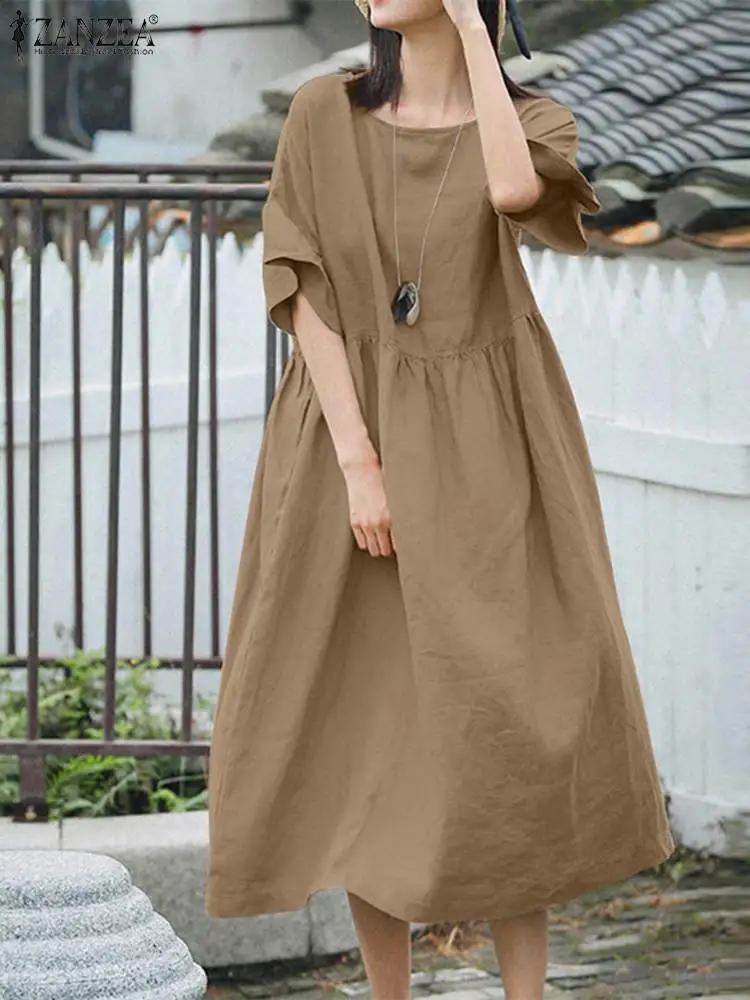 ZANZEA Fashion Solid Sundress Summer Casual Ruffles Dress Female Short Sleeve O-Neck Dresses Vintage Work OL Vestidos Oversized
ZANZEA Fashion Solid Sundress Summer Casual Ruffles Dress Female Short Sleeve O-Neck Dresses Vintage Work OL Vestidos Oversized