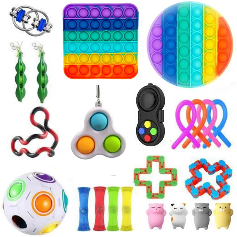 Children's Fidget Toys Pack Set Push Bubble Sensory Toy Squishy Stress Ball Figet Toys Box Set Simple Dimples Brain Game Gift
Children's Fidget Toys Pack Set Push Bubble Sensory Toy Squishy Stress Ball Figet Toys Box Set Simple Dimples Brain Game Gift