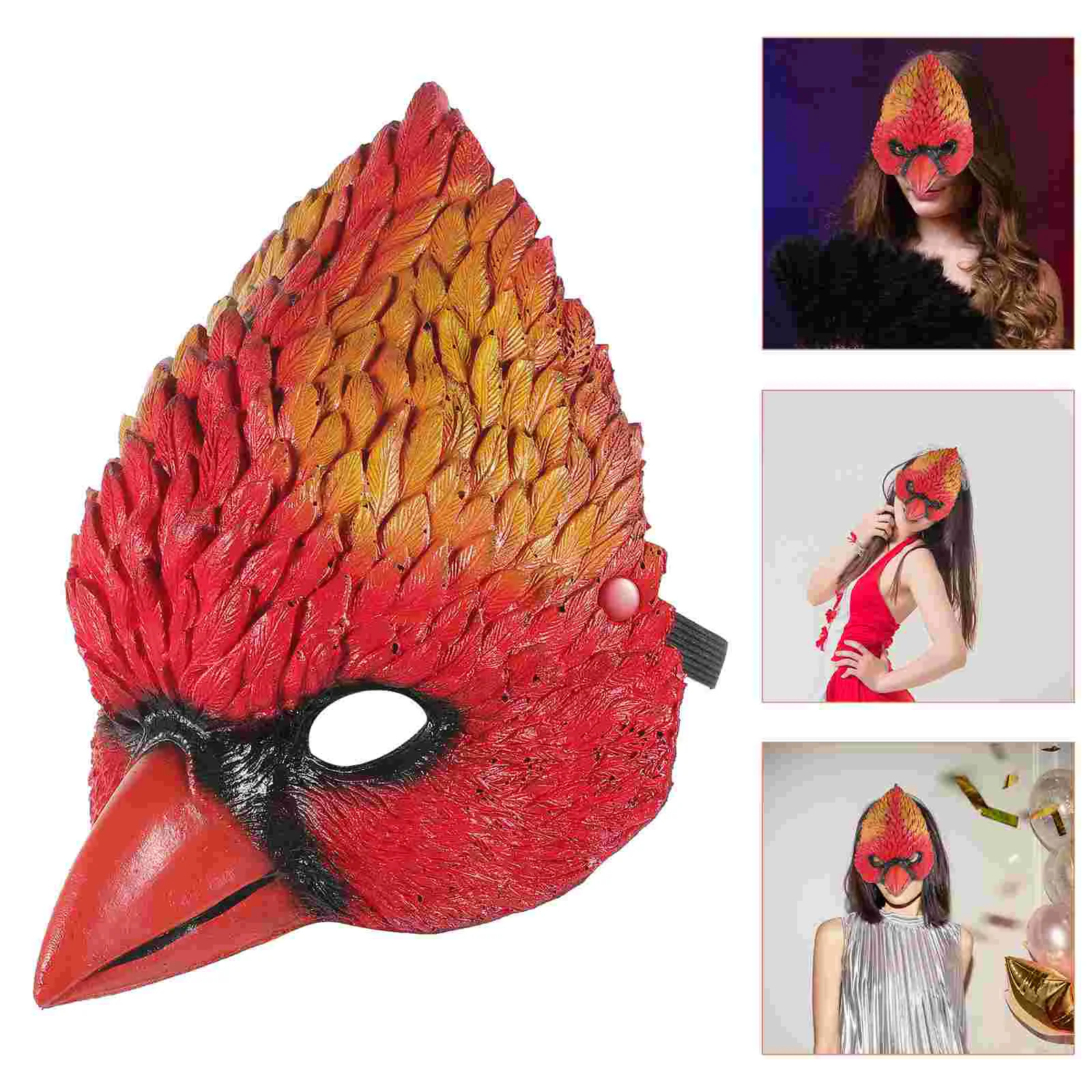 

1 шт., маска с головой птицы, Реалистичная Карнавальная маска с животными, декоративная маска (красная)
