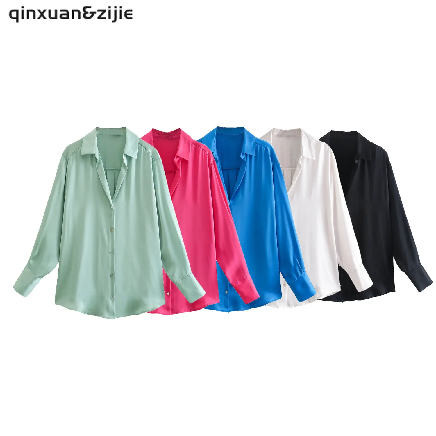 Q&Z Women Fashion Loose Deep V Stain Blouses Vintage Solid Long Sleeve Folds Button-up Female Shirts Blusas Chic Tops
Q&Z Women Fashion Loose Deep V Stain Blouses Vintage Solid Long Sleeve Folds Button-up Female Shirts Blusas Chic Tops