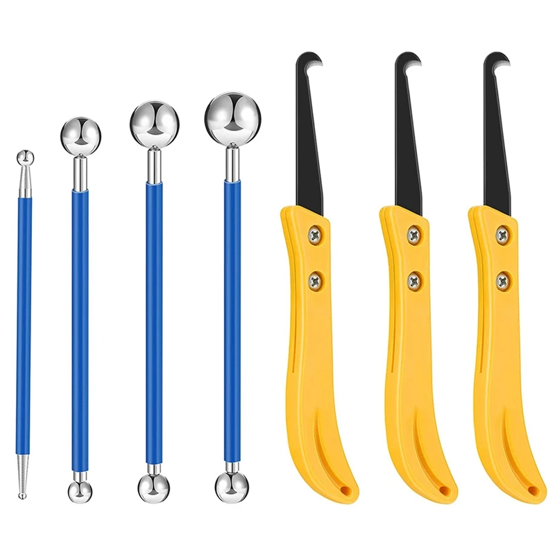 7 PCS Caulking Tool Kit - 4 Metal Ball Tile Caulk Tools And 3 Grout Saw, Tile Joint Tool, Tile Floor Joint Repair Kit
7 PCS Caulking Tool Kit - 4 Metal Ball Tile Caulk Tools And 3 Grout Saw, Tile Joint Tool, Tile Floor Joint Repair Kit